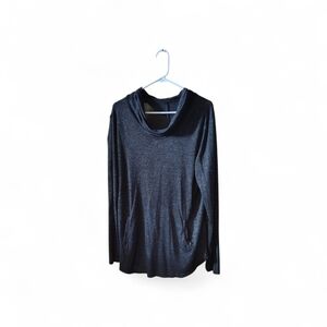 Cozy Lightweight Long Sleeve Top With Cowl- Charcoal